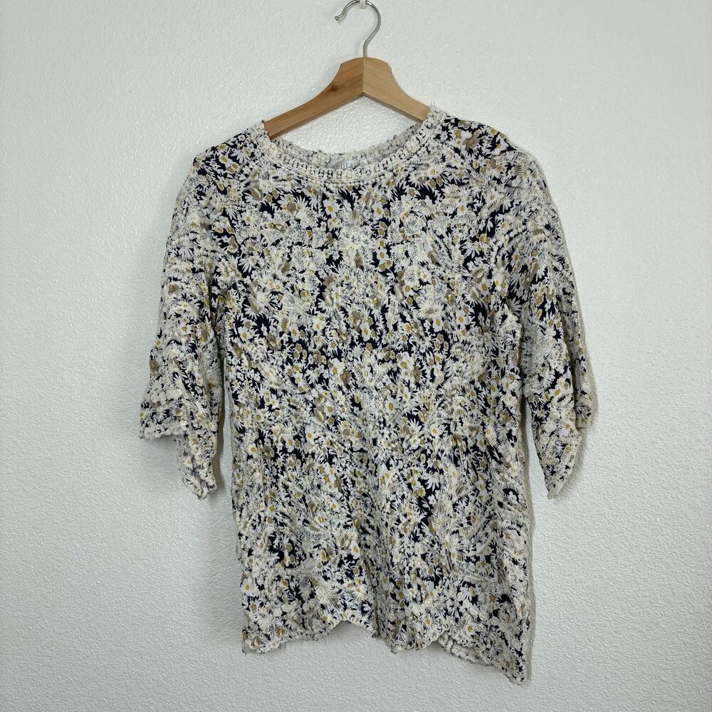 Solitaire By Ravi Khosla Blouse Womens XL Multi Floral Embroidered Tunic Top